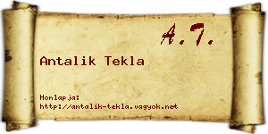 Antalik Tekla névjegykártya